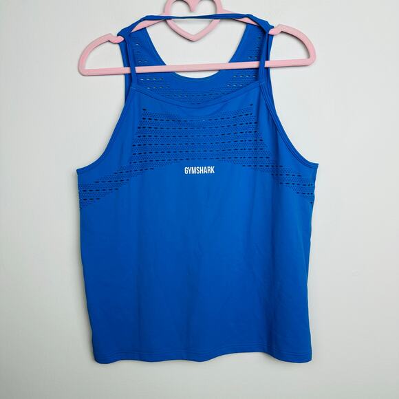 Gymshark NWOT Blue ENERGY SEAMLESS LOOSE TANK Size Medium - Picture 6 of 9
